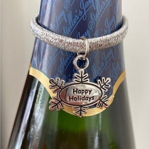 4 Happy Holidays Wine Bottle Charms